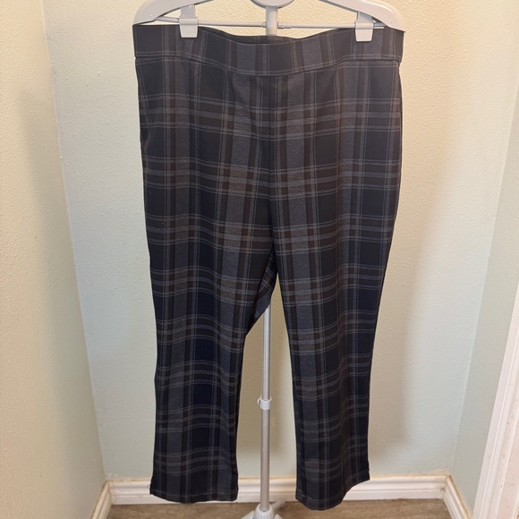 Christian Siriano Women’s Dark Gray Plaid High Rise Pull On Stretch Pants XXL - Picture 1 of 8
